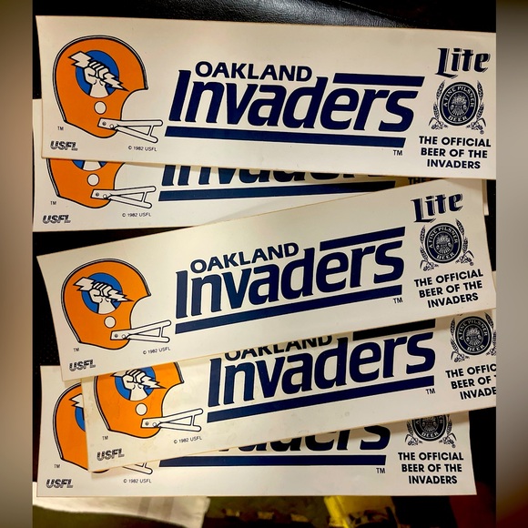 Lot of 5 Oakland Invaders bumper stickers - Picture 1 of 3